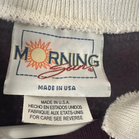 VINTAGE 90s COLLARED SWEATSHIRT FALL LEAF DESIGN PURPLE LARGE MADE IN USA - Picture 8 of 9